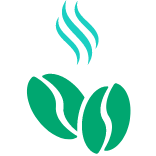 Graphic of fresh coffee beans with steam above them
