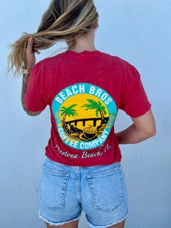 Short Sleeve Beach Bros T- Shirt Color Vintage Red